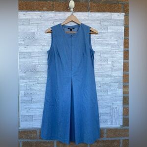 Kal Rieman sleeveless single pleat slub cotton weave chambray dress small